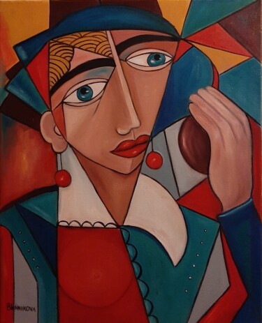 Pintura intitulada "Femme et miroir" por Olena Blinnikova, Obras de arte originais, Óleo