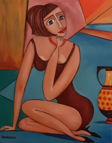 Pintura titulada "Femme et cruche" por Olena Blinnikova, Obra de arte original, Oleo Montado en Bastidor de camilla de madera