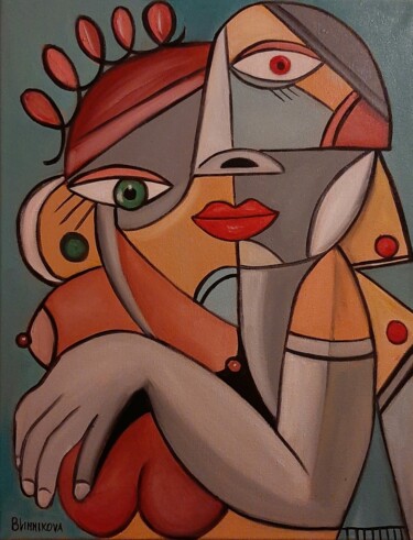 Pintura titulada "Amantes encontro" por Olena Blinnikova, Obra de arte original, Oleo Montado en Bastidor de camilla de made…