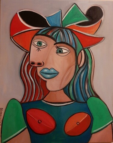Painting titled "Mulher  com chapéu" by Olena Blinnikova, Original Artwork, Oil
