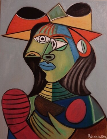 Painting titled "Mulher" by Olena Blinnikova, Original Artwork, Oil Mounted on Wood Stretcher frame