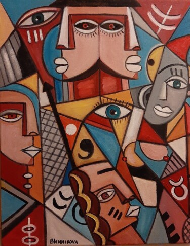 Pintura titulada "Tribo" por Olena Blinnikova, Obra de arte original, Oleo Montado en Bastidor de camilla de madera
