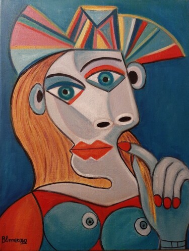 Pintura titulada "Mulher brincando co…" por Olena Blinnikova, Obra de arte original, Oleo Montado en Bastidor de camilla de…