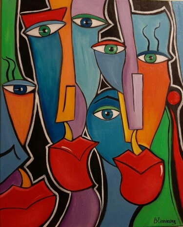 Картина под названием "Глаза" - Olena Blinnikova, Подлинное произведение искусства, Масло Установлен на Деревянная рама для…