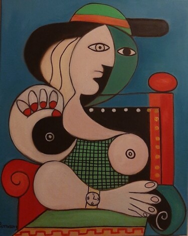 Картина под названием "Mulher com relógio" - Olena Blinnikova, Подлинное произведение искусства, Масло Установлен на Деревян…