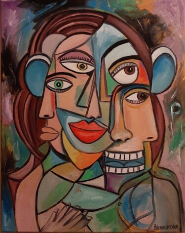 Painting titled "Personalidade" by Olena Blinnikova, Original Artwork, Oil Mounted on Wood Stretcher frame