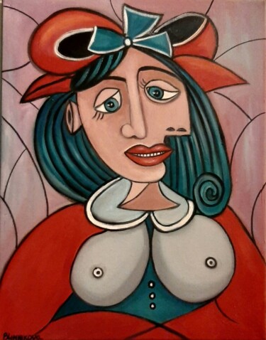 Pintura intitulada "Mulher bonita com c…" por Olena Blinnikova, Obras de arte originais, Óleo Montado em Armação em madeira