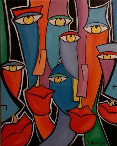 Peinture intitulée "Olhos amarelo" par Olena Blinnikova, Œuvre d'art originale, Huile Monté sur Châssis en bois