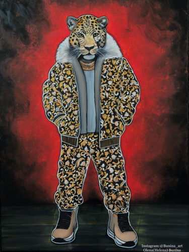 Painting titled ""Jaguar"" by Olena Bunina (Helena Bunina), Original Artwork, Acrylic