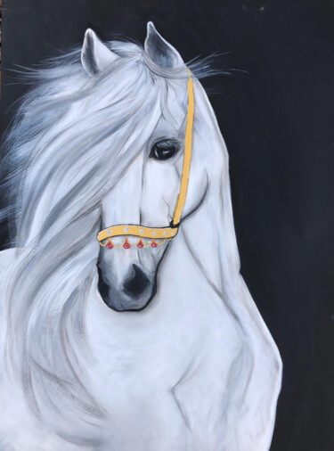 「White Horse」というタイトルの絵画 Olena Bunina (Helena Bunina)によって, オリジナルのアートワーク, アクリル