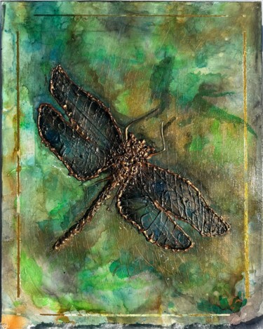 Schilderij getiteld "Texture DragonFly" door Olena Bunina (Helena Bunina), Origineel Kunstwerk, pigmenten