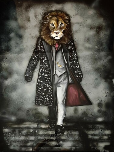 Malarstwo zatytułowany „«Lion»” autorstwa Olena Bunina (Helena Bunina), Oryginalna praca, Akryl