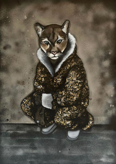 Malerei mit dem Titel "Puma" von Olena Bunina (Helena Bunina), Original-Kunstwerk, Acryl