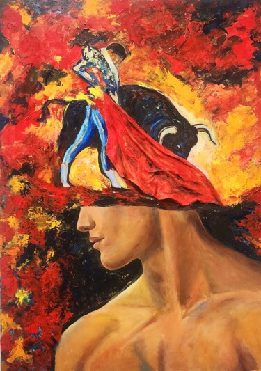 Картина под названием "Corrida" - Olena Khristo, Подлинное произведение искусства, Акрил Установлен на Деревянная рама для н…