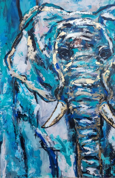 제목이 "слон"인 미술작품 Olena Khristo로, 원작, 아크릴 나무 들것 프레임에 장착됨