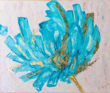 Painting titled ""Flower"" by Olena Khristo, Original Artwork, Acrylic Mounted on Wood Stretcher frame