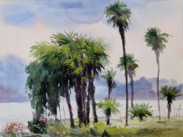 Картина под названием ""Palms"" - Olena Kishkurno, Подлинное произведение искусства, Акварель