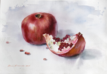 Malerei mit dem Titel "Pomegranate" von Olena Kishkurno, Original-Kunstwerk, Aquarell