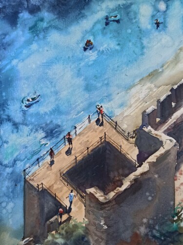 Картина под названием "Water and sun - ori…" - Олена Колєснік, Подлинное произведение искусства, Акварель
