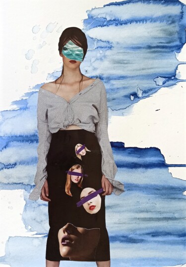 Collages intitulée "Other people's thou…" par Olena Koliesnik, Œuvre d'art originale, Aquarelle