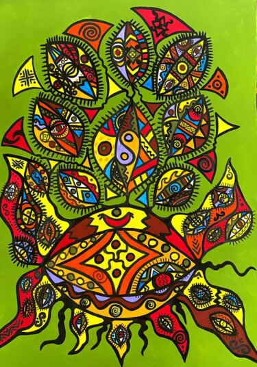Картина под названием "The Crab" - Olena Kovalenko, Подлинное произведение искусства, Акрил Установлен на Деревянная рама дл…
