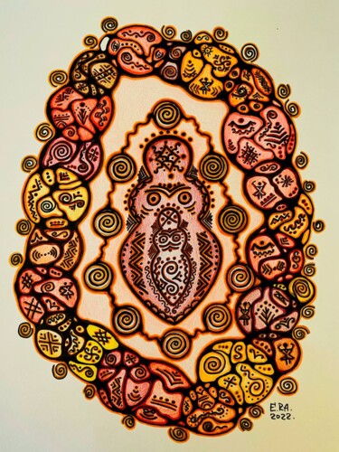 Schilderij getiteld "Amulet for mother a…" door Olena Kovalenko, Origineel Kunstwerk, Marker