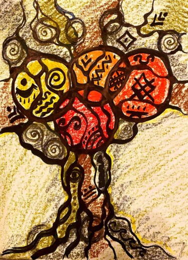 Painting titled "Thunder tree" by Olena Kovalenko, Original Artwork, Wax