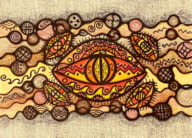 Картина под названием "Eyes like yachts" - Olena Kovalenko, Подлинное произведение искусства, Цветные карандаши