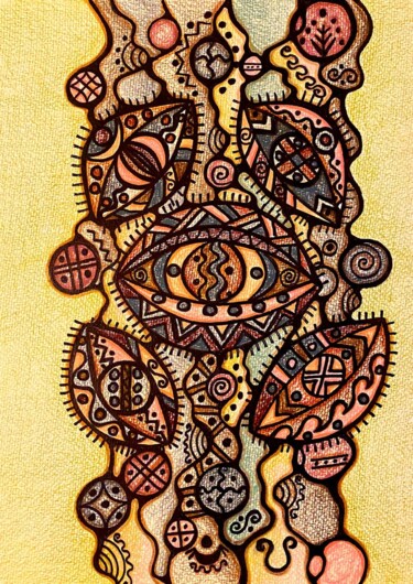 Painting titled "Fish festival in th…" by Olena Kovalenko, Original Artwork, Marker