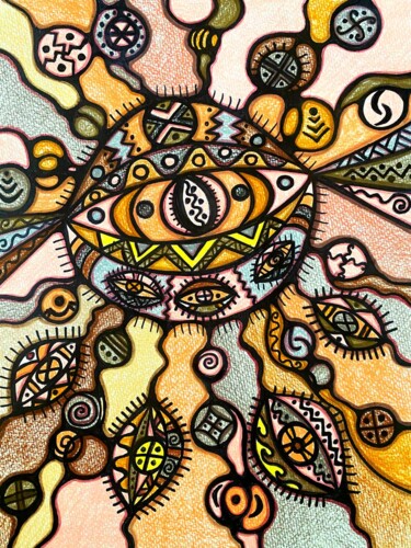 Pittura intitolato "Sun" da Olena Kovalenko, Opera d'arte originale, Matite colorate