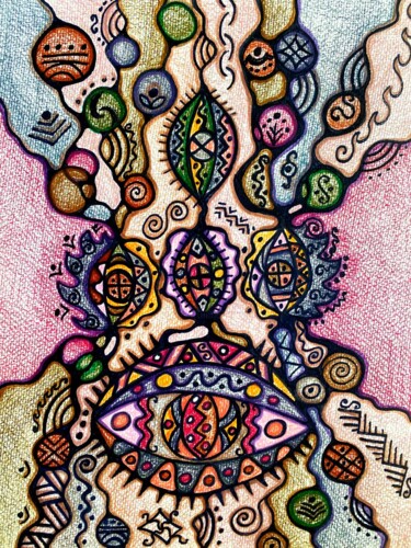 Картина под названием "Firework" - Olena Kovalenko, Подлинное произведение искусства, Цветные карандаши