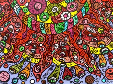 Painting titled "Shaman tambourine-2" by Olena Kovalenko, Original Artwork, Marker