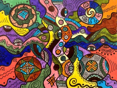 Painting titled "Four facts" by Olena Kovalenko, Original Artwork, Marker