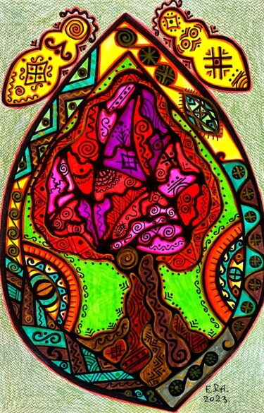 Картина под названием "Seed of hope" - Olena Kovalenko, Подлинное произведение искусства, Маркер