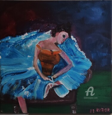 Painting titled "ballerina ballerine…" by Kozar, Original Artwork, Oil Mounted on Wood Stretcher frame