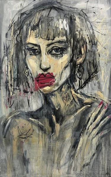Pintura titulada "Abstract Girl Wall…" por Olena Kryvonos, Obra de arte original, Oleo Montado en Bastidor de camilla de mad…