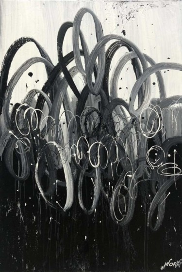 Black And White Minimalist Painting Abstract Painting Painting titled "Black And White Min…" by Olena Kryvonos, Original Art, Oil Mounted on Stretcher frame