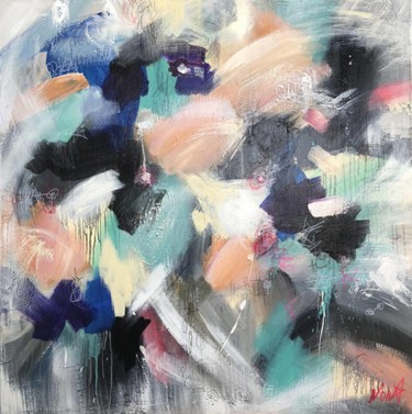Картина под названием "Colorful Abstract P…" - Olena Kryvonos, Подлинное произведение искусства, Масло Установлен на Деревян…