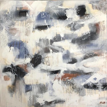 Pintura intitulada "Beige Painting On C…" por Olena Kryvonos, Obras de arte originais, Óleo