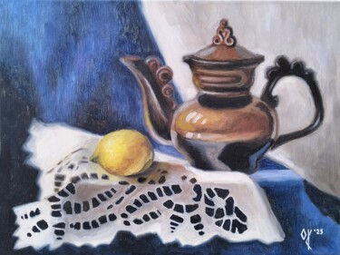 Pittura intitolato "Tea with Lemon" da Olena Kucher, Opera d'arte originale, Olio