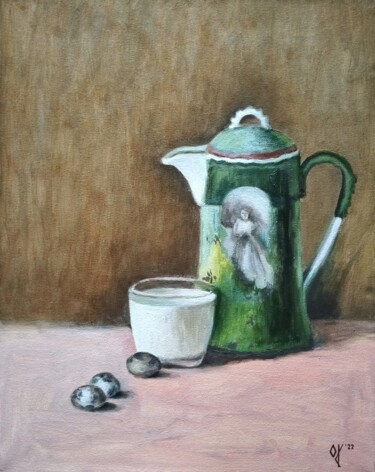 Картина под названием "Jug of Milk" - Olena Kucher, Подлинное произведение искусства, Масло