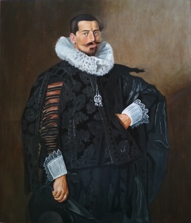 Malerei mit dem Titel "Copy of Frans Hals…" von Olena Kucher, Original-Kunstwerk, Öl