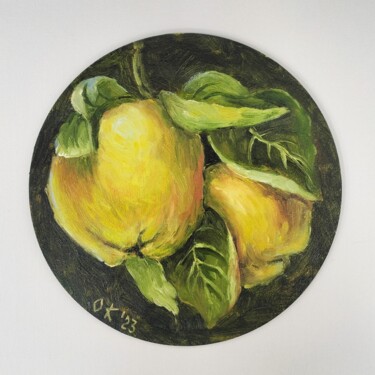 Painting titled "Yellow Apples" by Olena Kucher, Original Artwork, Oil