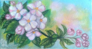 Картина под названием "Яблочный цвет" - Olena Lisova, Подлинное произведение искусства, Масло