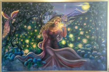 Картина под названием ""Магический лес"" - Olena Lisova, Подлинное произведение искусства, Масло Установлен на Деревянная ра…