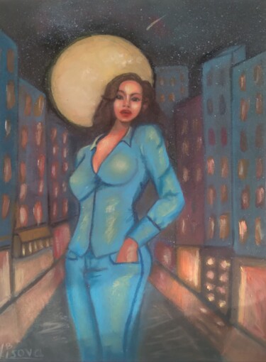 Картина под названием "Под луной" - Olena Lisova, Подлинное произведение искусства, Акрил