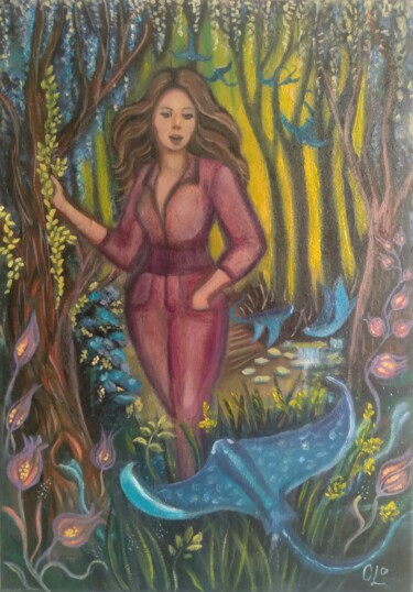 Картина под названием "Иной мир." - Olena Lisova, Подлинное произведение искусства, Масло Установлен на Деревянная рама для…