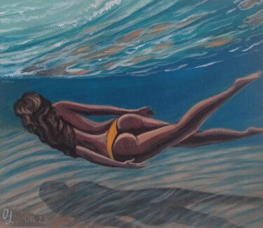 Malarstwo zatytułowany „Погружение в море.” autorstwa Olena Lisova, Oryginalna praca, Akryl