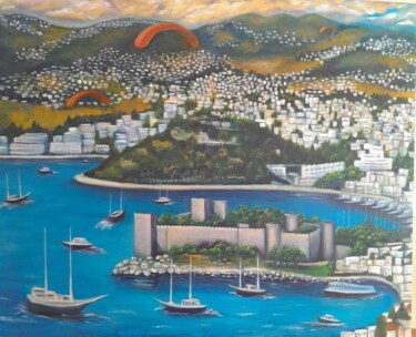 Pintura intitulada "Пролетая над Бодрум…" por Olena Lisova, Obras de arte originais, Óleo Montado em Armação em madeira