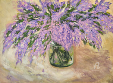 Painting titled "Lilacs" by Olena Poleva, Original Artwork, Acrylic